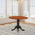 East West Furniture Dublin Kitchen Dining Table - a Round Wooden Table Top with Dropleaf & Pedestal Base, (Finish Options)
