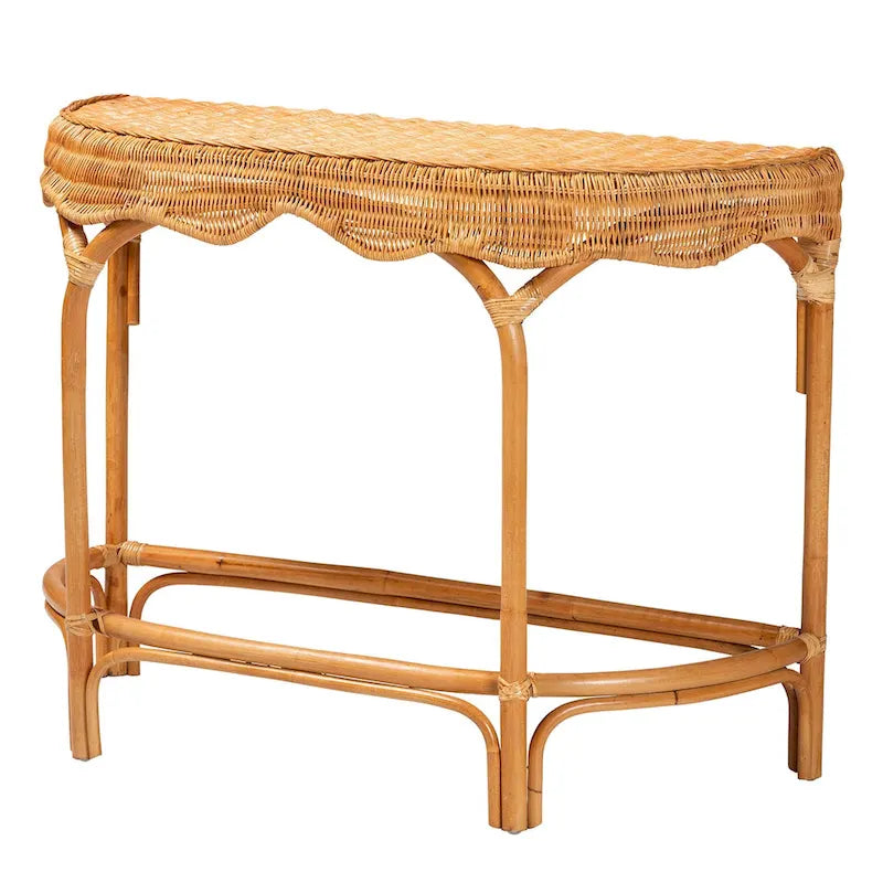 Console en rotin brun naturel style bohème moderne