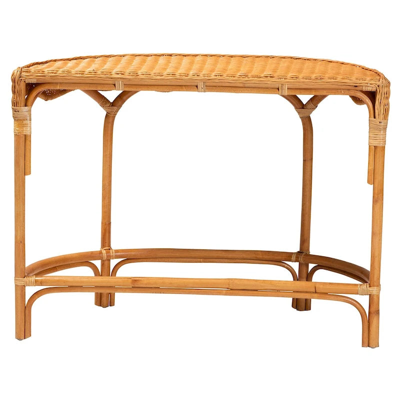 Console en rotin brun naturel style bohème moderne