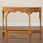 Console en rotin brun naturel style bohème moderne