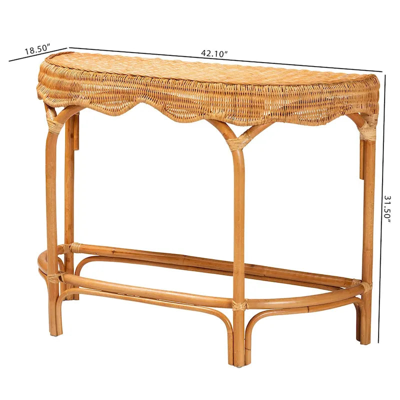 Console en rotin brun naturel style bohème moderne