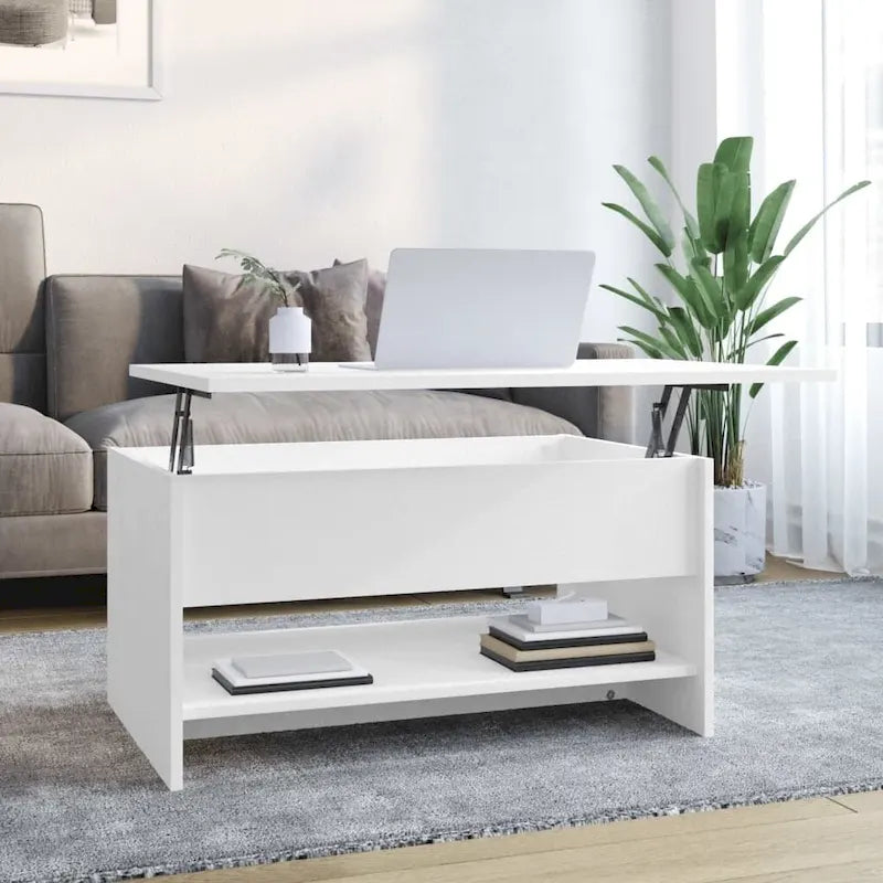 Table basse relevable, bout de canapé, table d'appoint, bois manufacturé - 80 x 50 x 42,4 cm