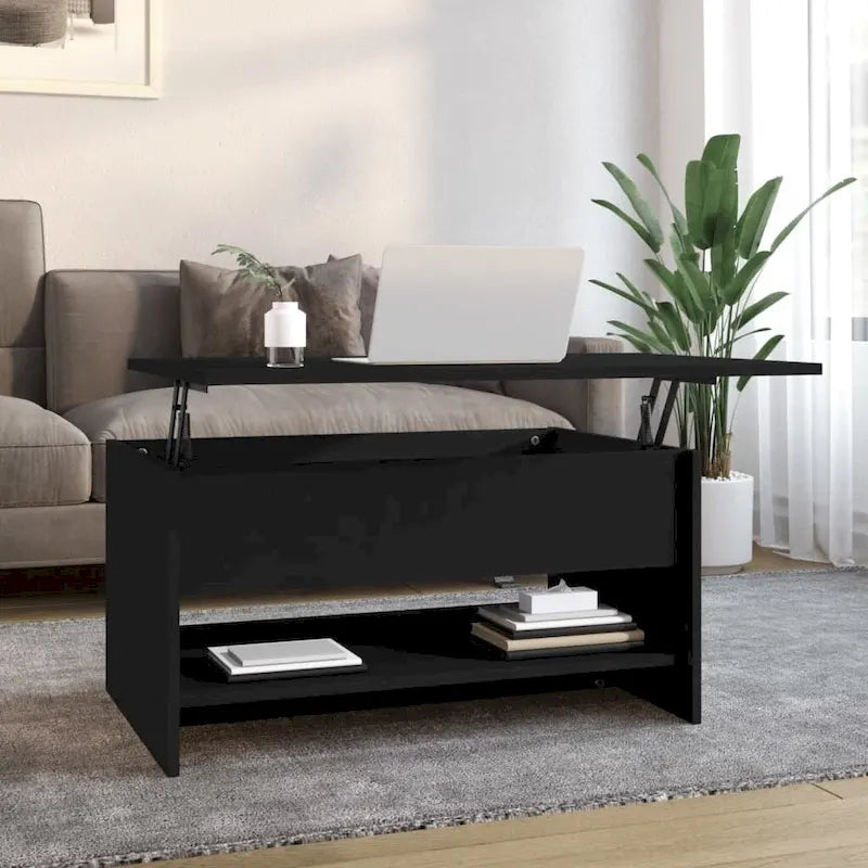 Table basse relevable, bout de canapé, table d'appoint, bois manufacturé - 80 x 50 x 42,4 cm