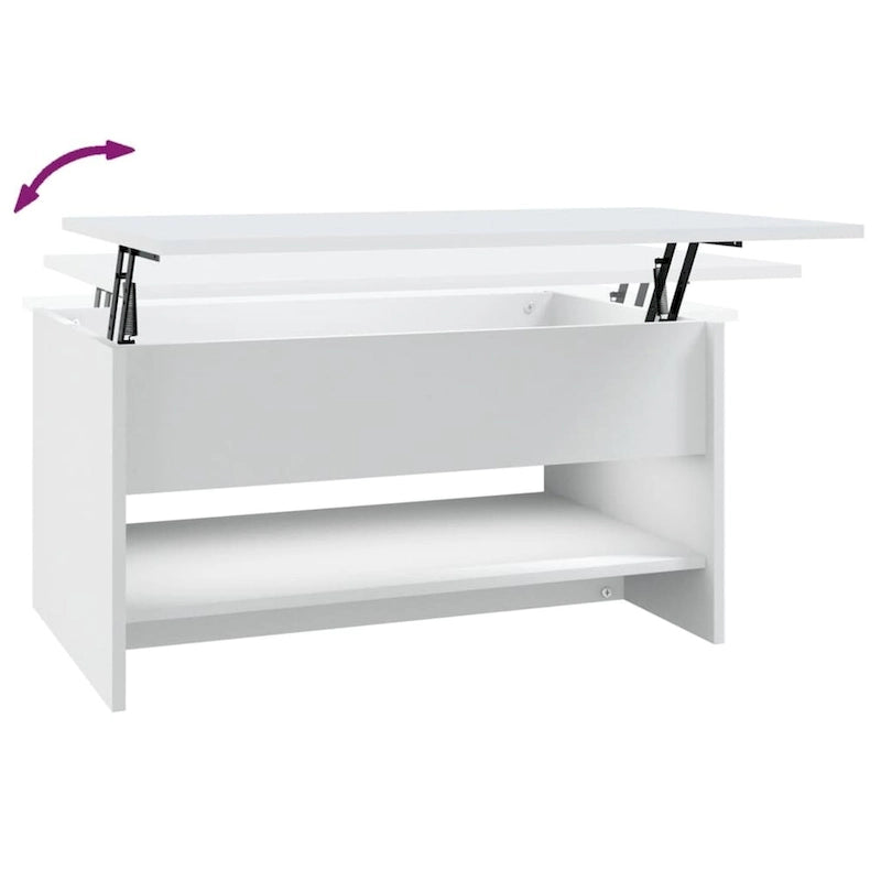 Table basse relevable, bout de canapé, table d'appoint, bois manufacturé - 80 x 50 x 42,4 cm