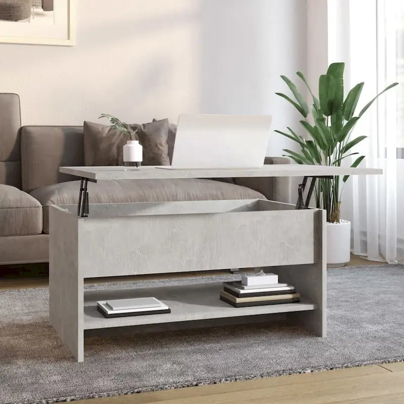 Table basse relevable, bout de canapé, table d'appoint, bois manufacturé - 80 x 50 x 42,4 cm