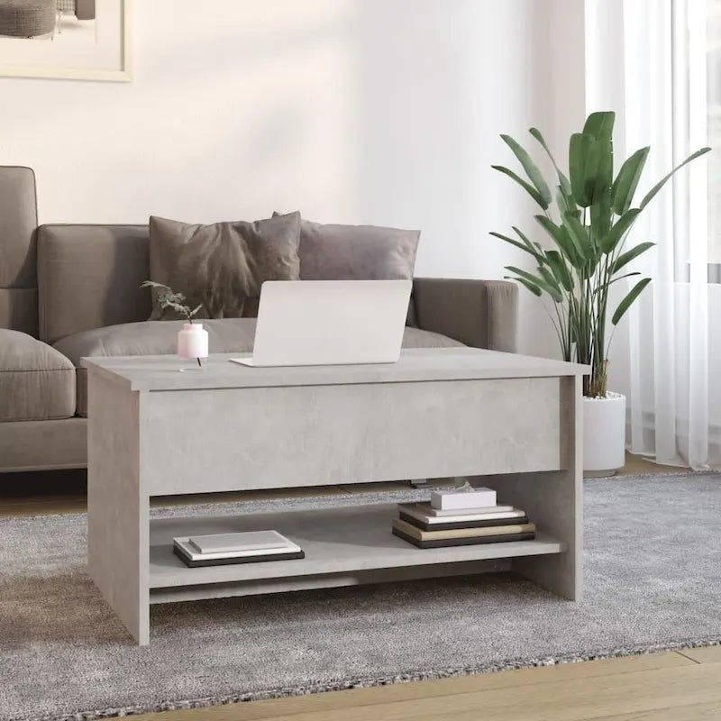 Table basse relevable, bout de canapé, table d'appoint, bois manufacturé - 80 x 50 x 42,4 cm
