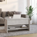 Table basse relevable, bout de canapé, table d'appoint, bois manufacturé - 80 x 50 x 42,4 cm