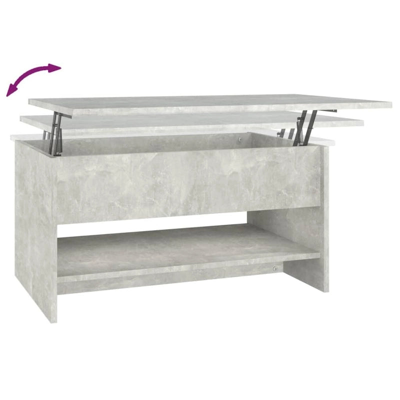 Table basse relevable, bout de canapé, table d'appoint, bois manufacturé - 80 x 50 x 42,4 cm