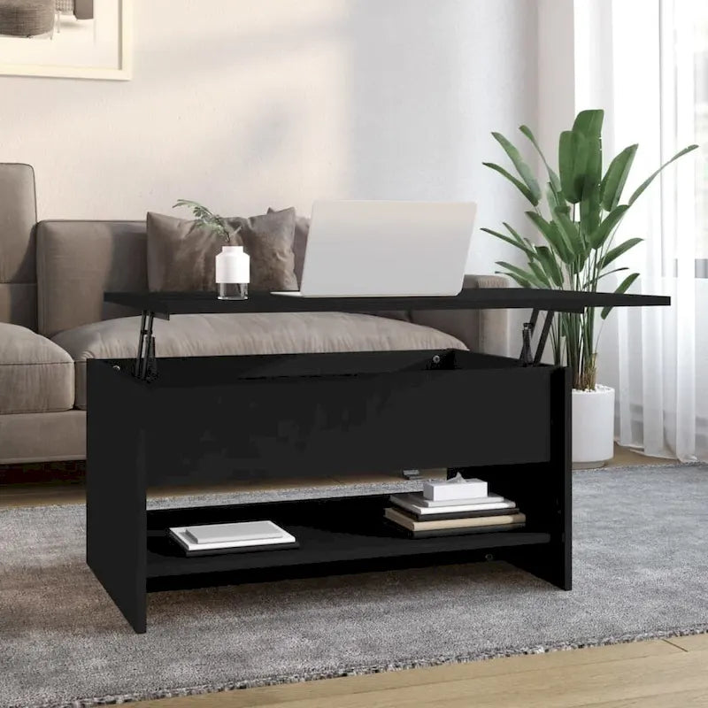 Table basse relevable, bout de canapé, table d'appoint, bois manufacturé - 80 x 50 x 42,4 cm