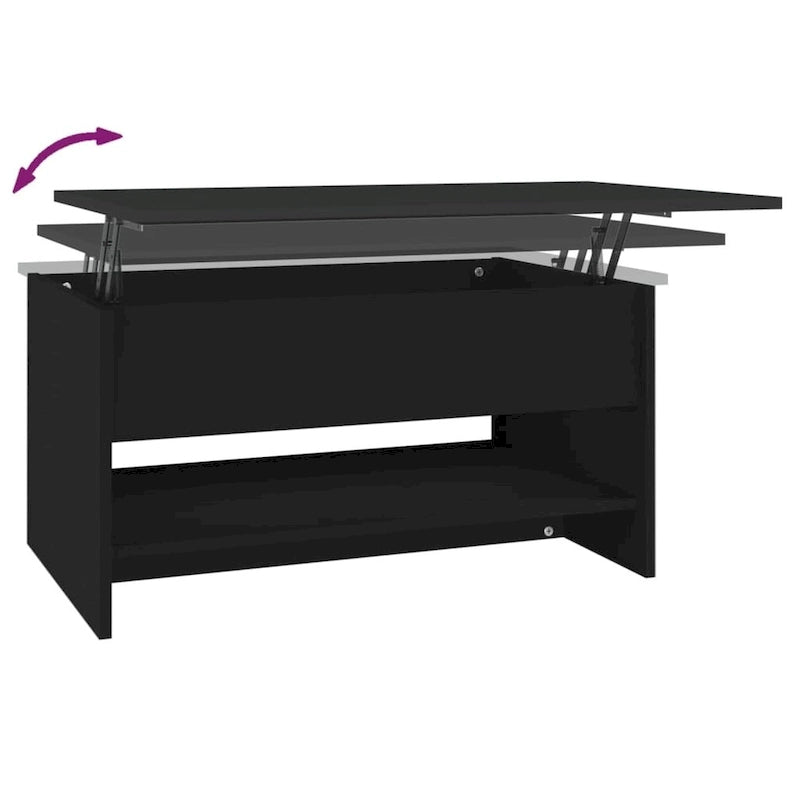 Table basse relevable, bout de canapé, table d'appoint, bois manufacturé - 80 x 50 x 42,4 cm
