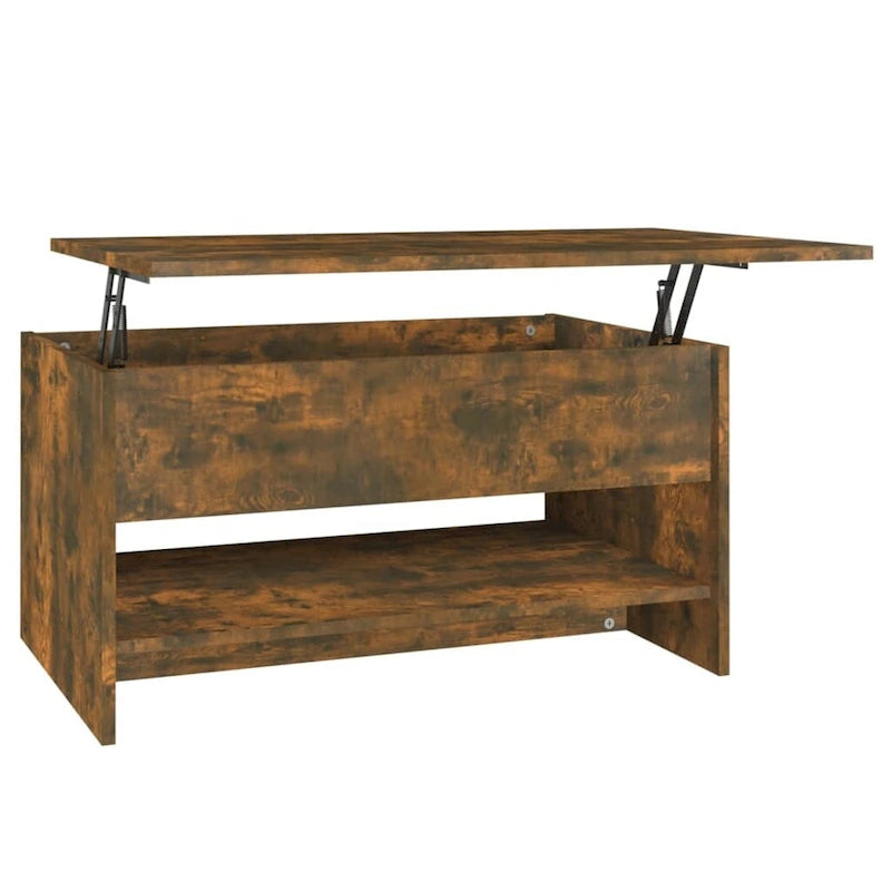 Table basse relevable, bout de canapé, table d'appoint, bois manufacturé - 80 x 50 x 42,4 cm