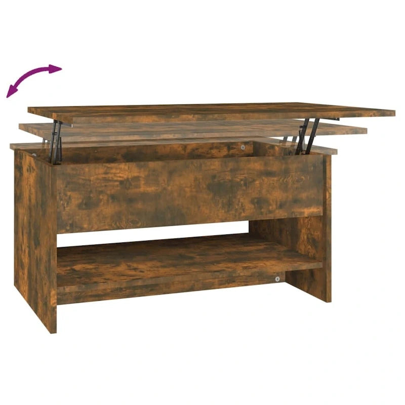 Table basse relevable, bout de canapé, table d'appoint, bois manufacturé - 80 x 50 x 42,4 cm