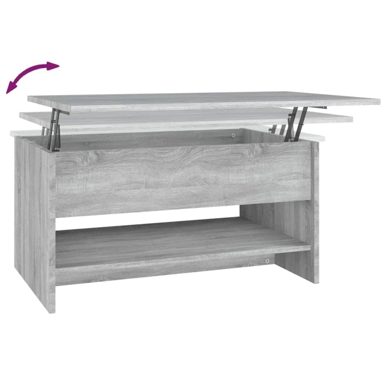Table basse relevable, bout de canapé, table d'appoint, bois manufacturé - 80 x 50 x 42,4 cm