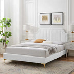 Lit plate-forme Queen en velours performant