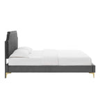 Lit plate-forme Queen en velours performant