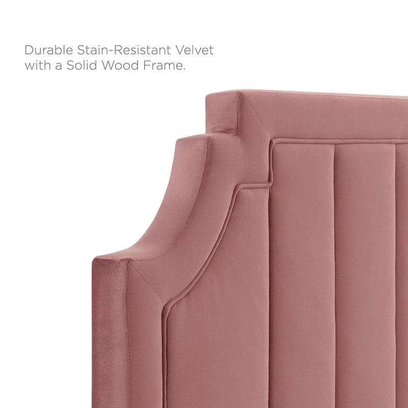 Lit plate-forme Queen en velours performant