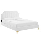Lit plate-forme Queen en velours performant