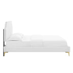 Lit plate-forme Queen en velours performant
