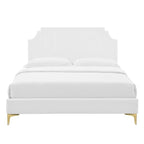 Lit plate-forme Queen en velours performant