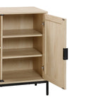 Meuble de rangement bohème pour entrée ou buffet de cuisine, meuble TV ou meuble d'appoint en rotin avec pieds en métal