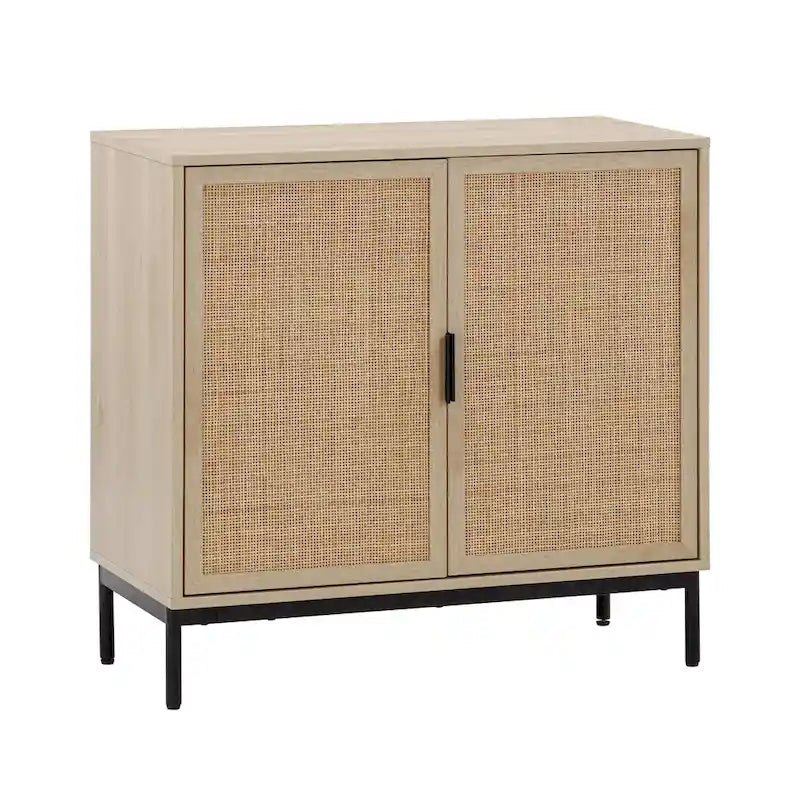 Meuble de rangement bohème pour entrée ou buffet de cuisine, meuble TV ou meuble d'appoint en rotin avec pieds en métal