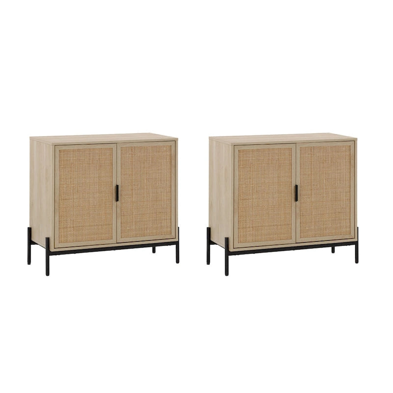 Meuble de rangement bohème pour entrée ou buffet de cuisine, meuble TV ou meuble d'appoint en rotin avec pieds en métal