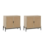 Meuble de rangement bohème pour entrée ou buffet de cuisine, meuble TV ou meuble d'appoint en rotin avec pieds en métal