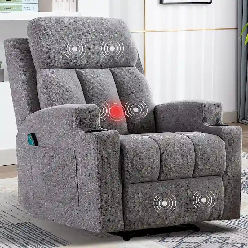 Fauteuil inclinable de massage avec chauffage et vibrations, canapé manuel