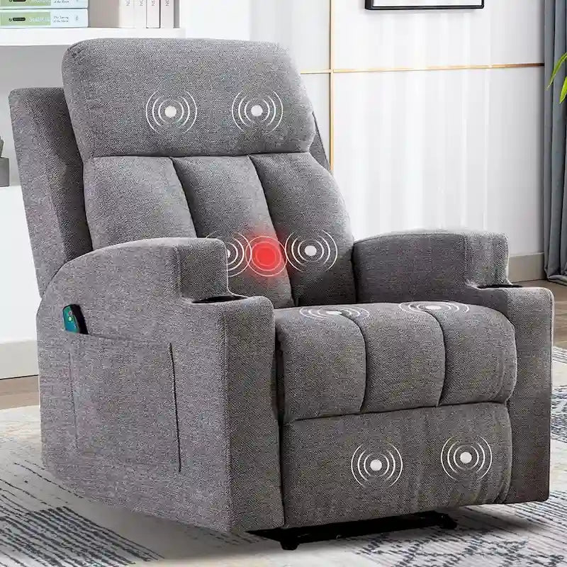 Fauteuil inclinable de massage avec chauffage et vibrations, canapé manuel