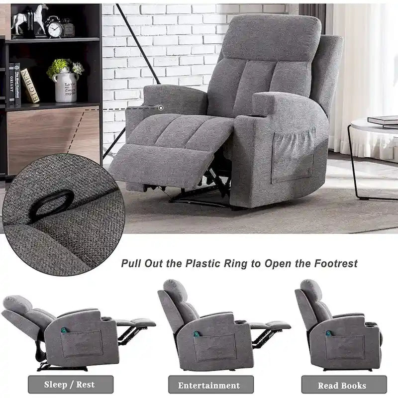Fauteuil inclinable de massage avec chauffage et vibrations, canapé manuel
