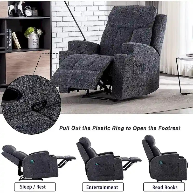 Fauteuil inclinable de massage avec chauffage et vibrations, canapé manuel