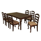 Ensemble de salle à manger 7 pièces en bois brun traditionnel avec rallonge