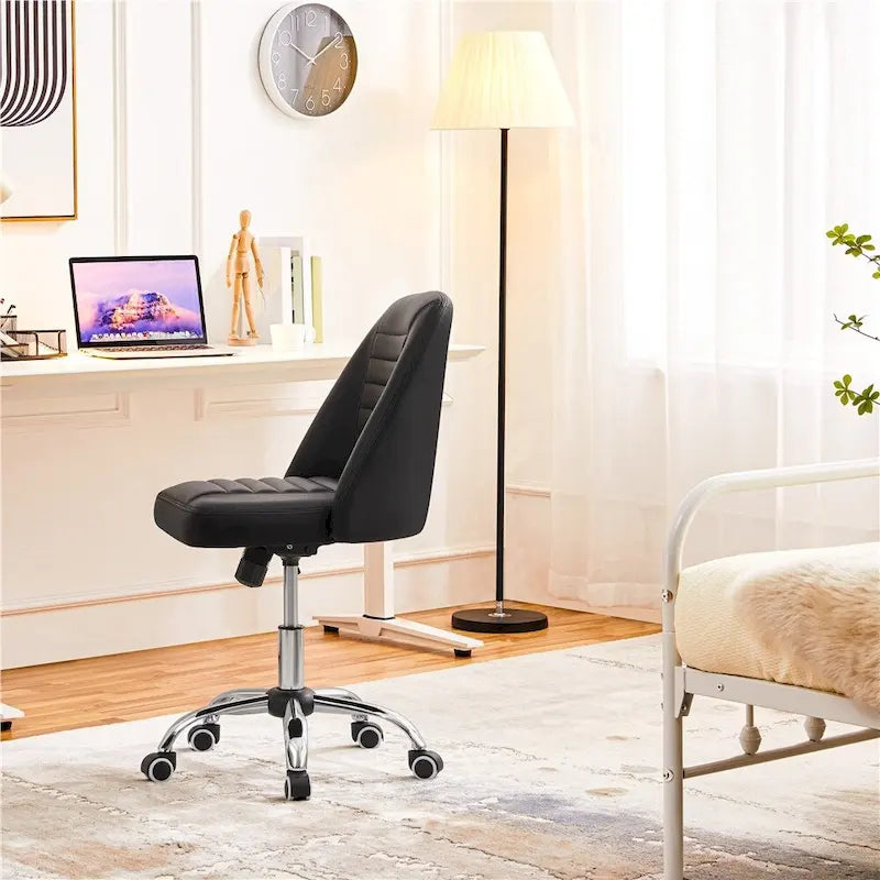 Chaise de bureau mi-hauteur en similicuir, sans accoudoirs, moderne et capitonnée
