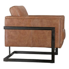 Fauteuil club industriel en cuir cappuccino et fer