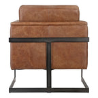 Fauteuil club industriel en cuir cappuccino et fer