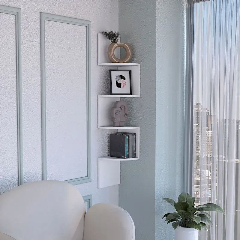 Étagère d'angle, design mural moderne avec étagères multiples