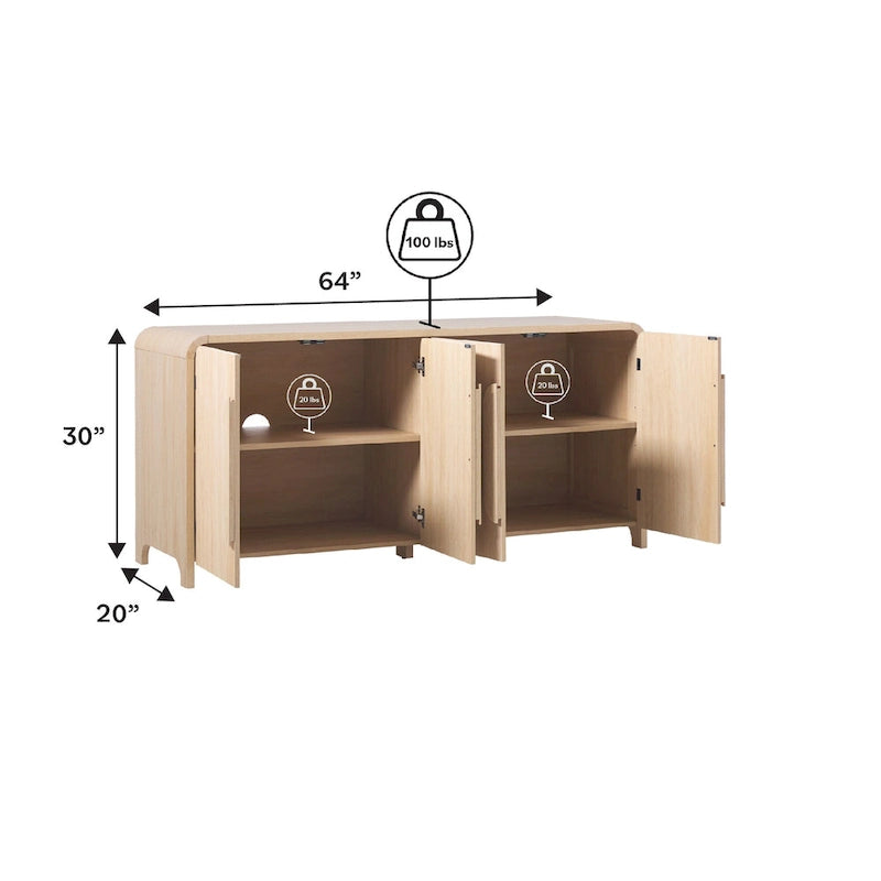 Buffet moderne de 64 pouces avec bords arrondis